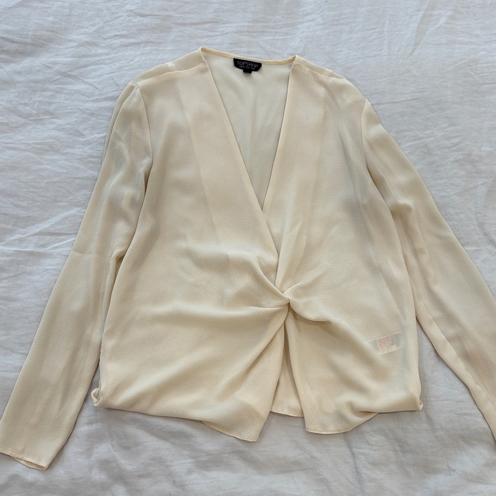 Topshop Cream Twist-Knot Drape Top